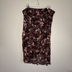 Vintage Skirt Womens Size 18 Y2K 90s Brown Pink Floral Forest Fairy Feminine